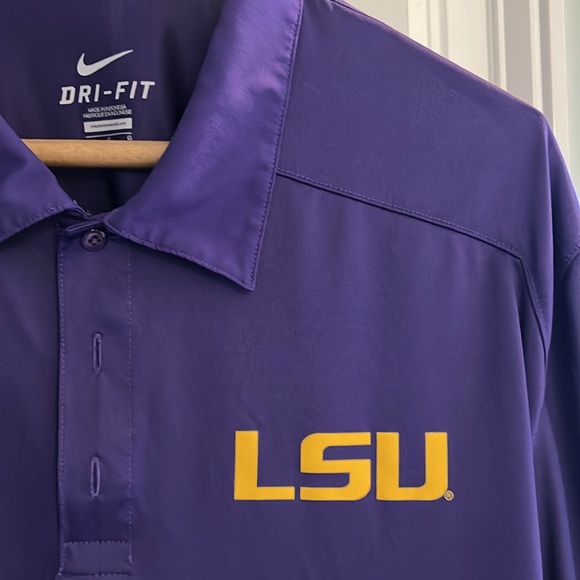 Nike LSU Tigers Dri-fit Short Sleeve Golf Polo Shirt Size Large Purple - Picture 4 of 6